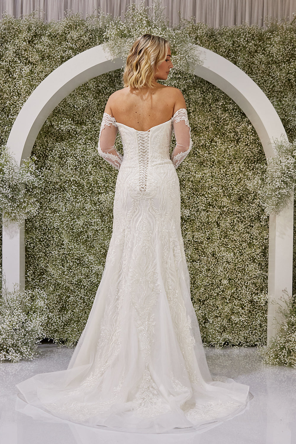 Clementine-Fit and Flare Wedding Dress full back look