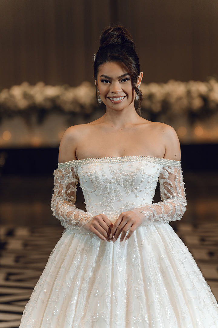 Gardenia-Ballgown Wedding Dress half front look